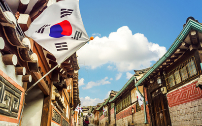 Korean flag and buildings 2